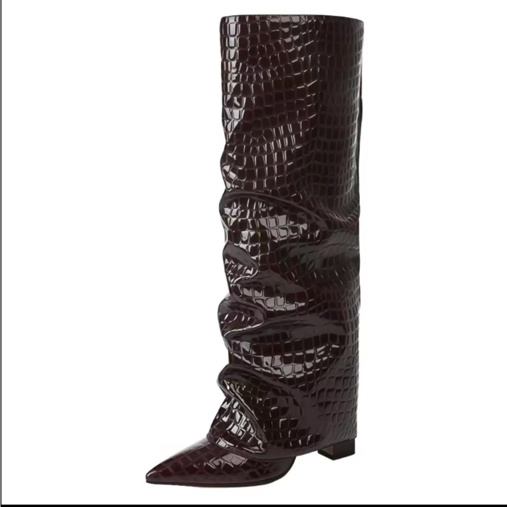 Knee-High Fold-Over High Heel Boots